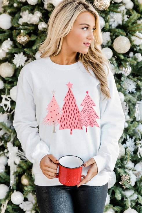 Cozy Graphic Print Holiday Crew Neck Sweatshirt