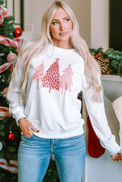 Cozy Graphic Print Holiday Crew Neck Sweatshirt