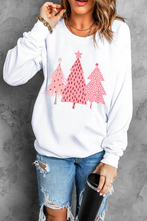 Cozy Graphic Print Holiday Crew Neck Sweatshirt
