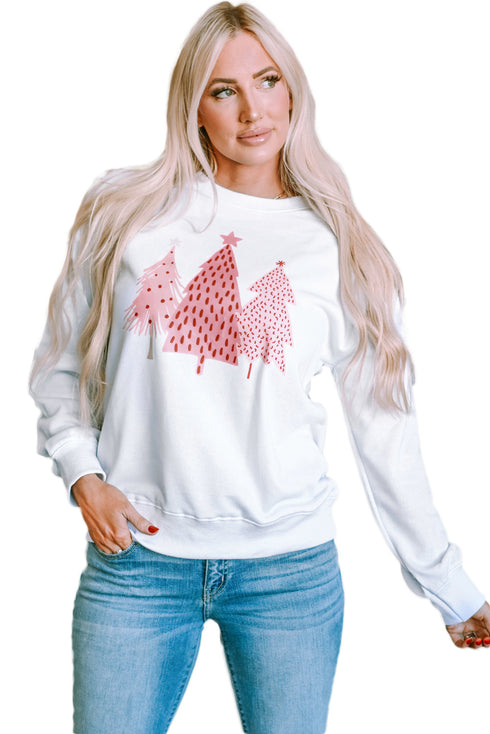 Cozy Graphic Print Holiday Crew Neck Sweatshirt