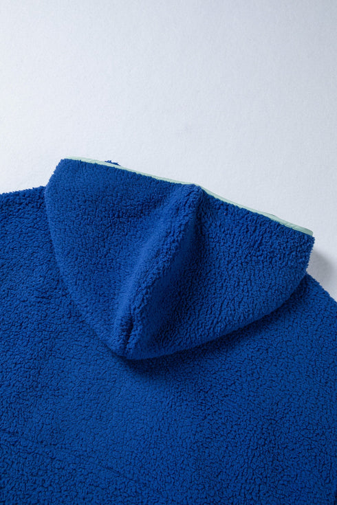 Cozy Half Zip Sherpa Fleece Hooded Pullover