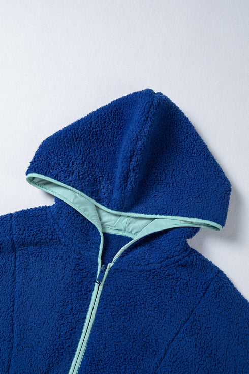 Cozy Half Zip Sherpa Fleece Hooded Pullover