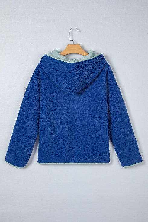 Cozy Half Zip Sherpa Fleece Hooded Pullover