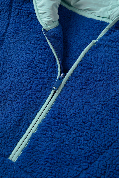 Cozy Half Zip Sherpa Fleece Hooded Pullover