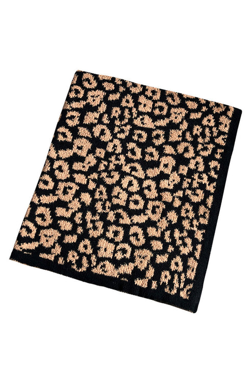 Cozy Leopard Print Knit Home Throw Blanket