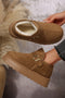 Cozy Lined Buckle Detail Platform Slip On Boots