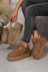 Cozy Lined Buckle Detail Platform Slip On Boots