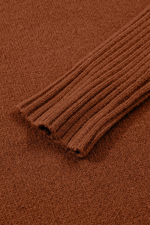 Cozy Mock Neck Ribbed Cuff Pocket Sweater Dress