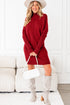 Cozy Mock Neck Ribbed Cuff Pocket Sweater Dress