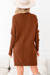 Cozy Mock Neck Ribbed Cuff Pocket Sweater Dress