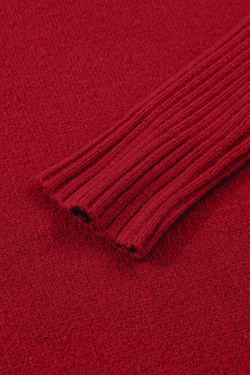 Cozy Mock Neck Ribbed Cuff Pocket Sweater Dress