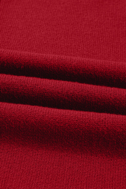 Cozy Mock Neck Ribbed Cuff Pocket Sweater Dress