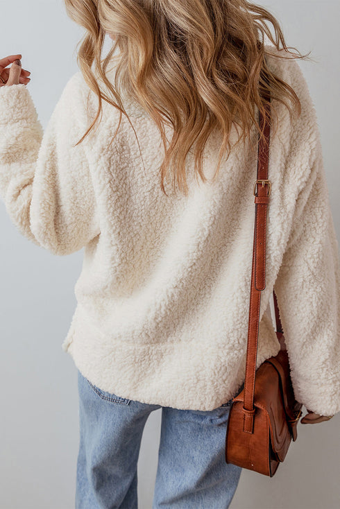 Cozy Mock Neck Textured Sherpa Pullover Top