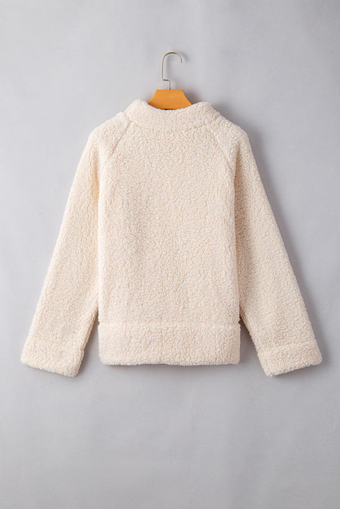 Cozy Mock Neck Textured Sherpa Pullover Top