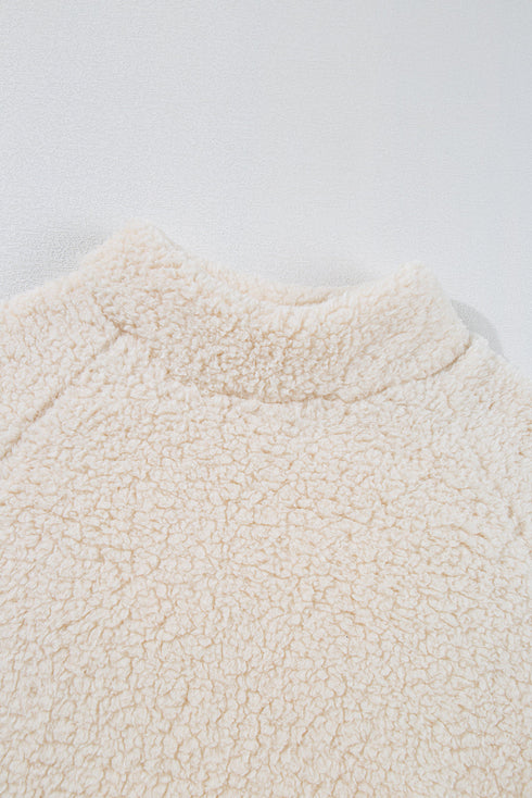 Cozy Mock Neck Textured Sherpa Pullover Top