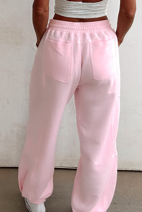Cozy Pintuck Seam Detail Drawstring Waist Relaxed Fit Jogger Pants