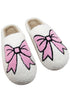 Cozy Plush Bow Patterned Slip On Slippers
