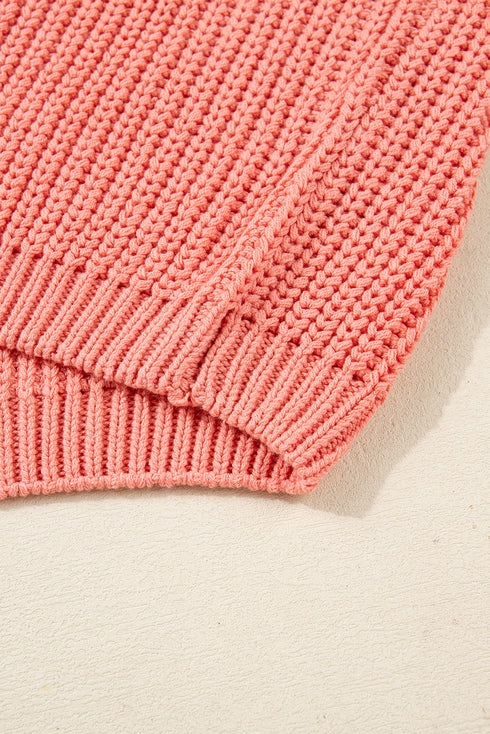 Cozy Pumpkin Motif Drop Shoulder Knit Sweater