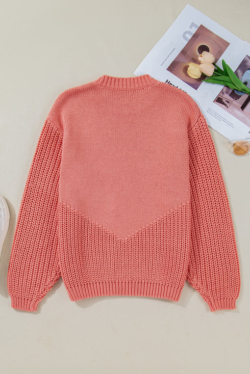 Cozy Pumpkin Motif Drop Shoulder Knit Sweater