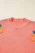 Cozy Pumpkin Motif Drop Shoulder Knit Sweater