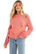 Cozy Pumpkin Motif Drop Shoulder Knit Sweater