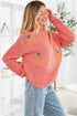 Cozy Pumpkin Motif Drop Shoulder Knit Sweater