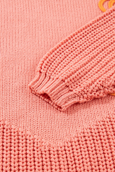 Cozy Pumpkin Motif Drop Shoulder Knit Sweater