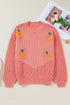 Cozy Pumpkin Motif Drop Shoulder Knit Sweater