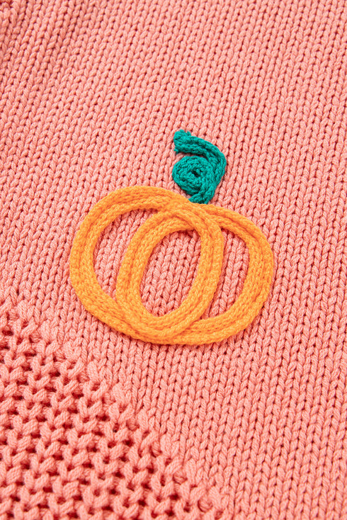 Cozy Pumpkin Motif Drop Shoulder Knit Sweater
