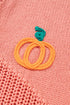 Cozy Pumpkin Motif Drop Shoulder Knit Sweater