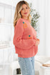 Cozy Pumpkin Motif Drop Shoulder Knit Sweater