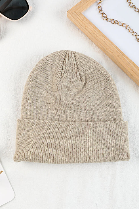 Cozy Ribbed Knit Cuffed Graphic Style Beanie