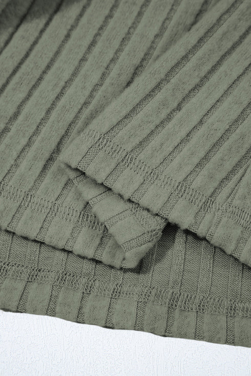 Cozy Ribbed Knit Long Sleeve Drop Shoulder Button Down Shacket