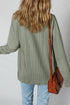 Cozy Ribbed Knit Long Sleeve Drop Shoulder Button Down Shacket