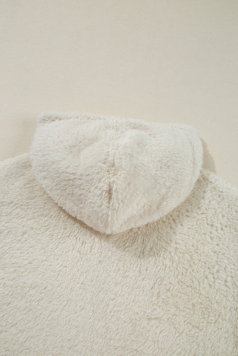 Cozy Ribbed Trim High Pile Sherpa Hoodie Pullover
