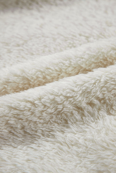 Cozy Ribbed Trim High Pile Sherpa Hoodie Pullover