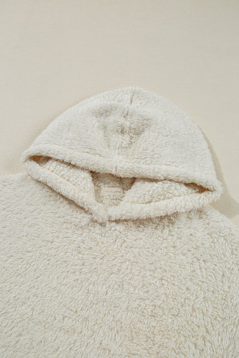 Cozy Ribbed Trim High Pile Sherpa Hoodie Pullover