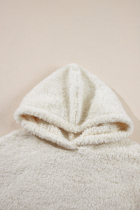 Cozy Ribbed Trim High Pile Sherpa Hoodie Pullover