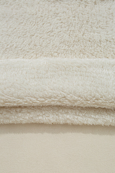 Cozy Ribbed Trim High Pile Sherpa Hoodie Pullover
