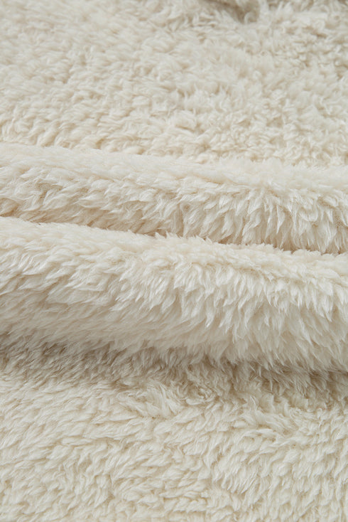 Cozy Ribbed Trim High Pile Sherpa Hoodie Pullover