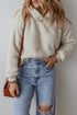 Cozy Ribbed Trim High Pile Sherpa Hoodie Pullover