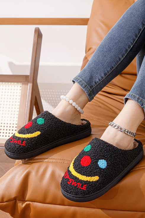 Cozy Sherpa Keep Smile Graphic Home Slippers