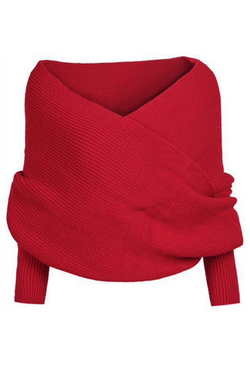 Cozy Sleeved Knit Wrap Around Scarf