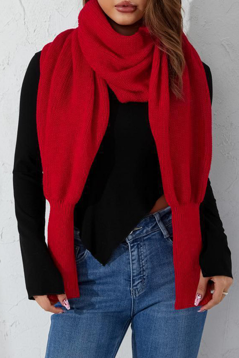 Cozy Sleeved Knit Wrap Around Scarf