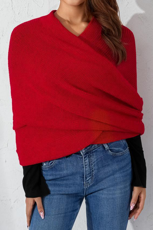 Cozy Sleeved Knit Wrap Around Scarf