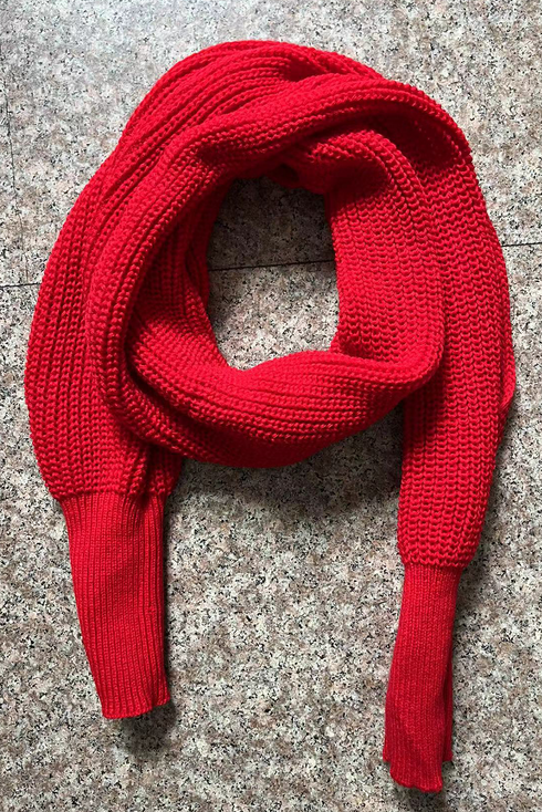Cozy Sleeved Knit Wrap Around Scarf
