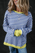 Cozy Stripe Oversized Contrast Trim Pullover Sweatshirt