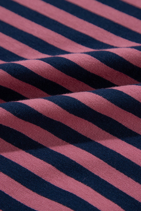 Cozy Stripe Oversized Contrast Trim Pullover Sweatshirt