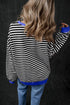 Cozy Stripe Oversized Contrast Trim Pullover Sweatshirt