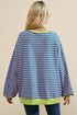 Cozy Stripe Oversized Contrast Trim Pullover Sweatshirt